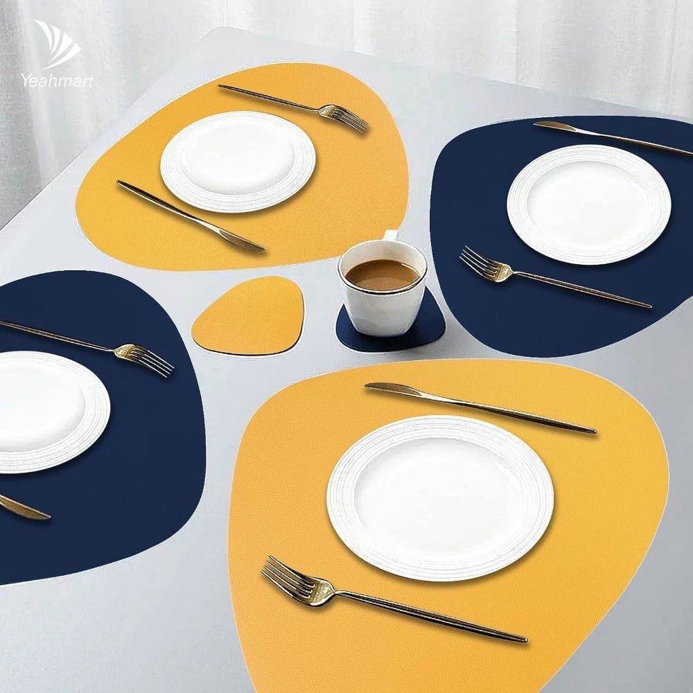 Ecological Leather Dual-Sided Placemats Set - Waterproof and Oil-Proof 1