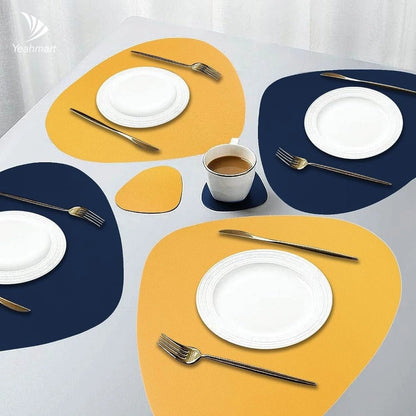 Ecological Leather Dual-Sided Placemats Set - Waterproof and Oil-Proof 1