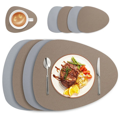 Ecological Leather Dual-Sided Placemats Set - Waterproof and Oil-Proof 4