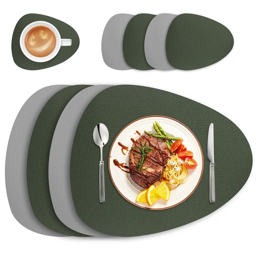 Ecological Leather Dual-Sided Placemats Set - Waterproof and Oil-Proof 5