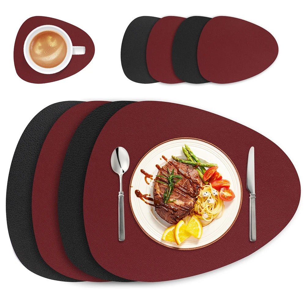 Ecological Leather Dual-Sided Placemats Set - Waterproof and Oil-Proof 6
