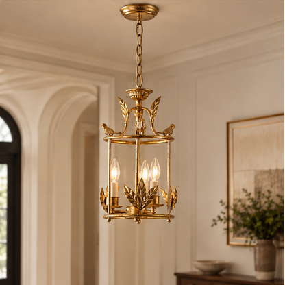 RoyaleGlow Bird and Leaf Iron Lantern Pendant Light -  Decorative Hanging Kitchen Fixture