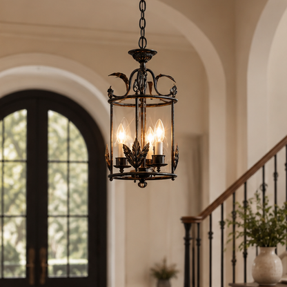 RoyaleGlow Bird and Leaf Iron Lantern Pendant Light -  Decorative Hanging Kitchen Fixture