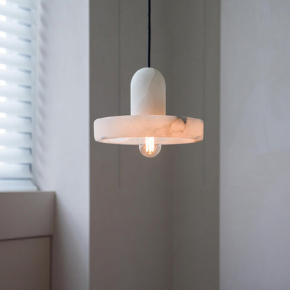 Royelux Marble Dining Pendant Light-Modern Minimalist White Stone Fixture