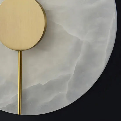 LuxRoyale Genuine Alabaster Round Wall Sconce - Modern LED Accent Light