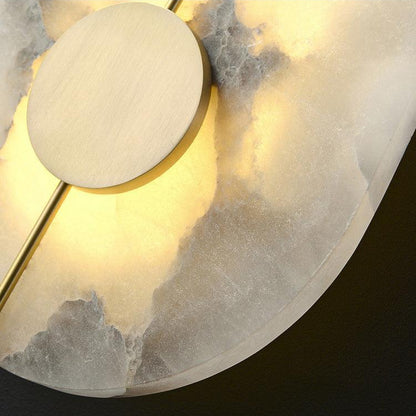 LuxRoyale Genuine Alabaster Round Wall Sconce - Modern LED Accent Light
