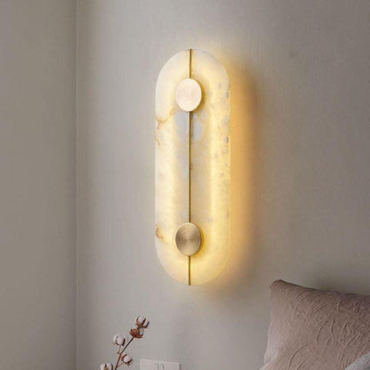 LuxRoyale Genuine Alabaster Round Wall Sconce - Modern LED Accent Light