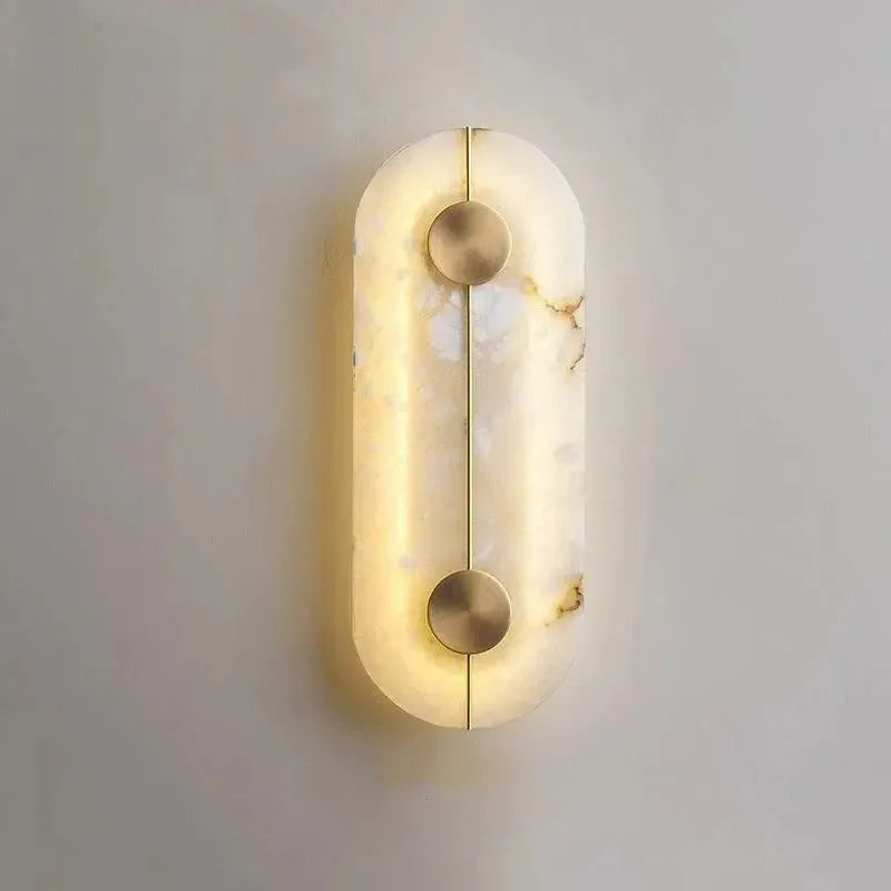 LuxRoyale Genuine Alabaster Round Wall Sconce - Modern LED Accent Light