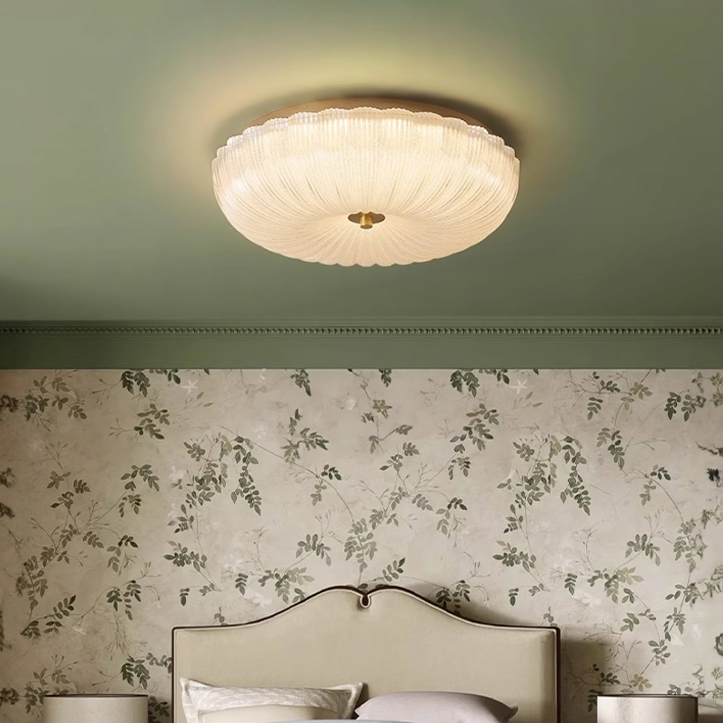 Elegant Ceiling Light Frosted Glass Dimmable Gold Finish 0