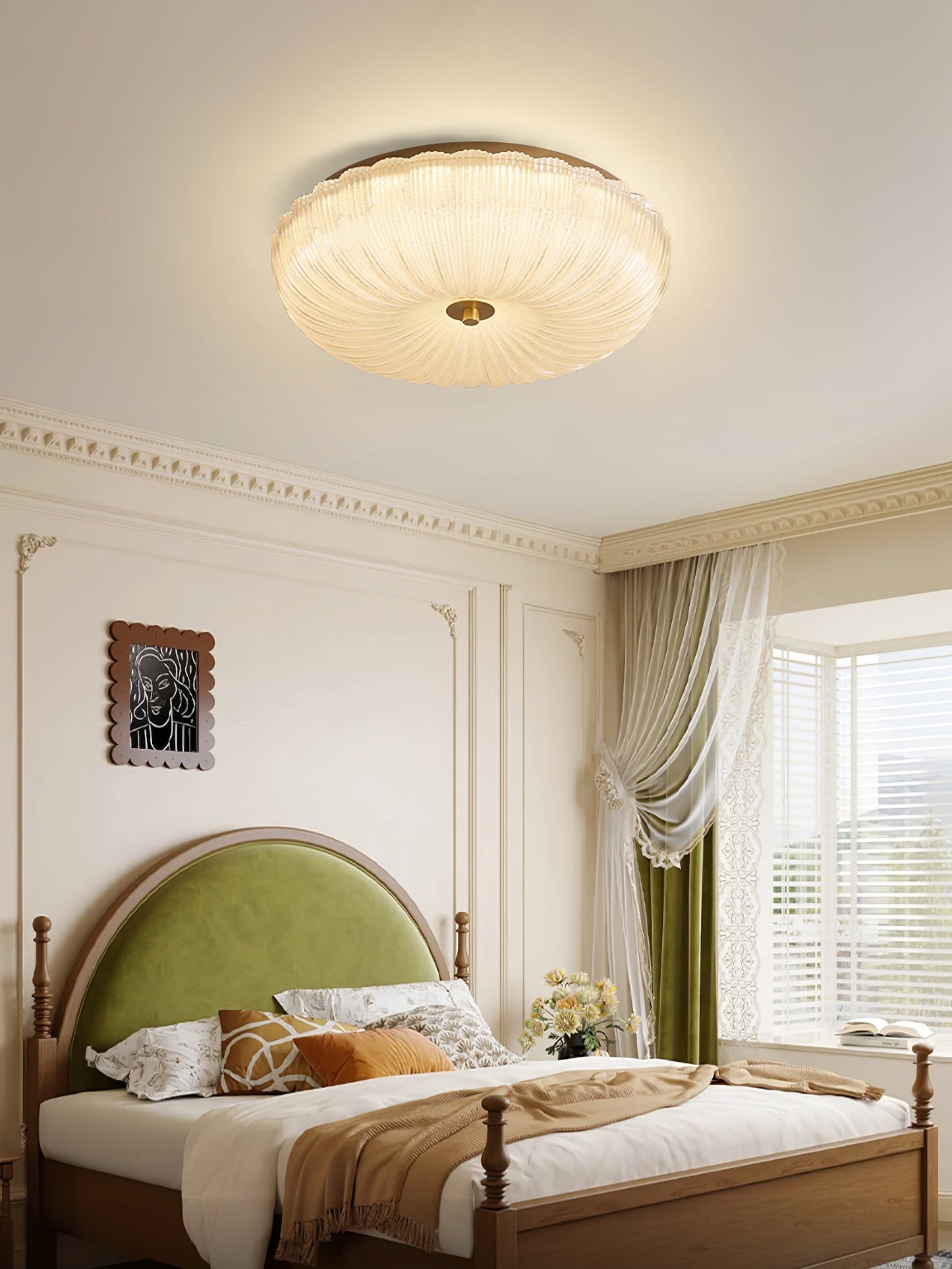 Elegant Ceiling Light Frosted Glass Dimmable Gold Finish 6
