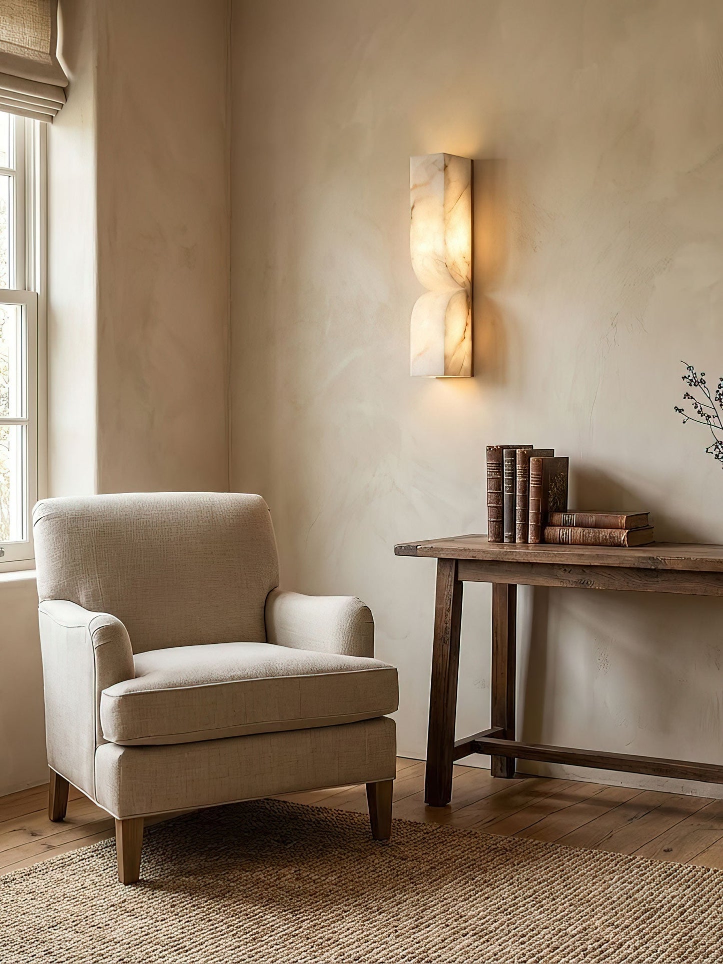 Elegant Dimmable Wall Sconce in Alabaster Finish 0