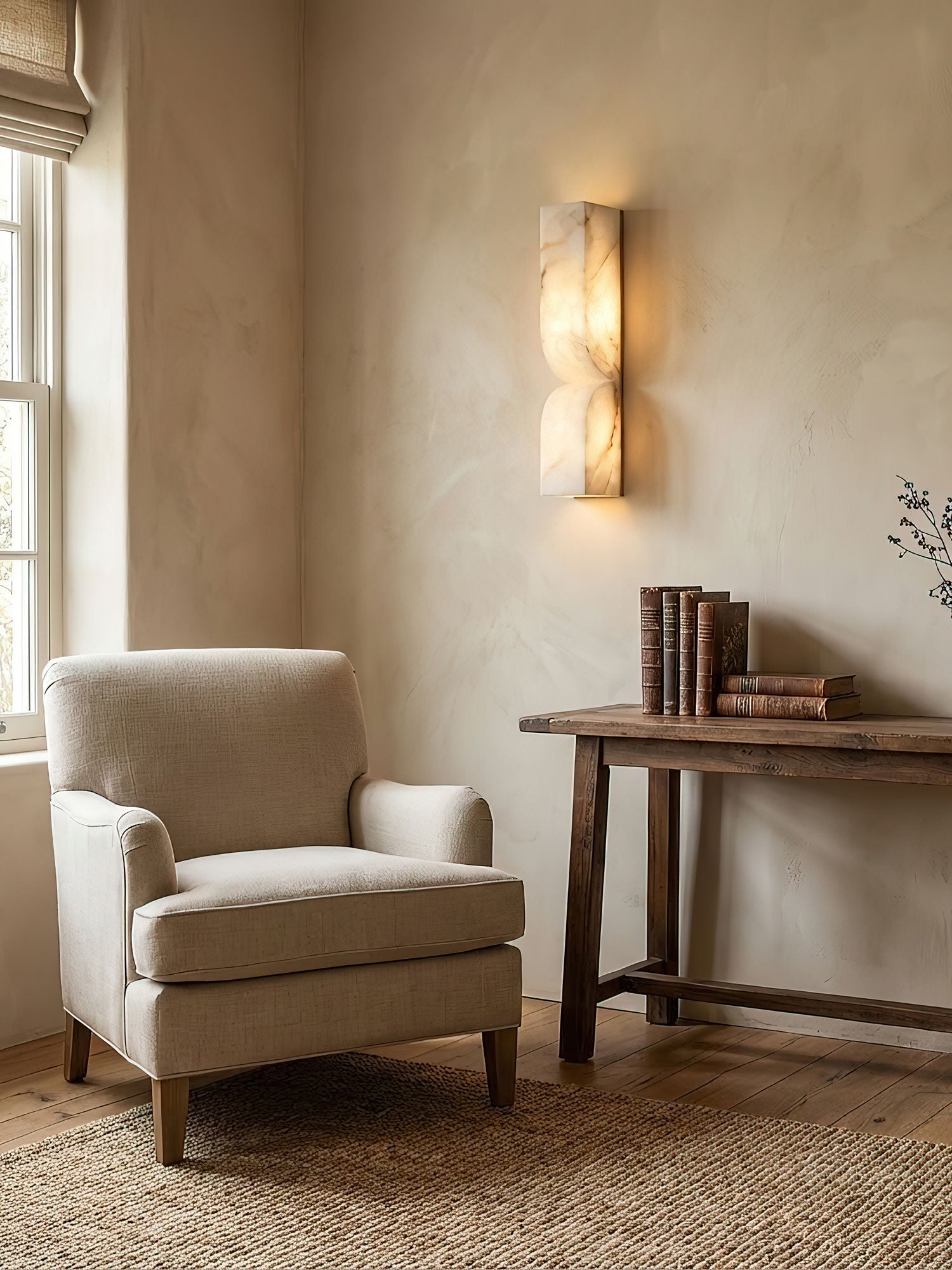 Elegant Dimmable Wall Sconce in Alabaster Finish 0
