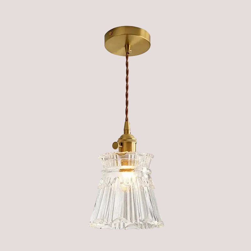 RoyaleGlow Glass Pendant Light, Brass Finish Adjustable Modern Hanging Lamp