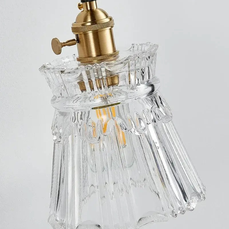 RoyaleGlow Glass Pendant Light, Brass Finish Adjustable Modern Hanging Lamp