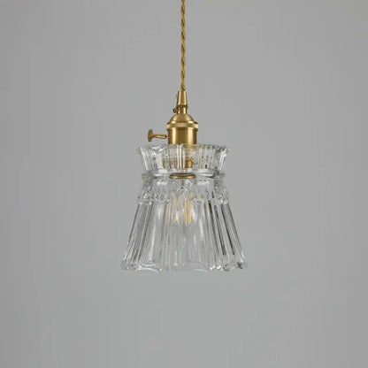 RoyaleGlow Glass Pendant Light, Brass Finish Adjustable Modern Hanging Lamp