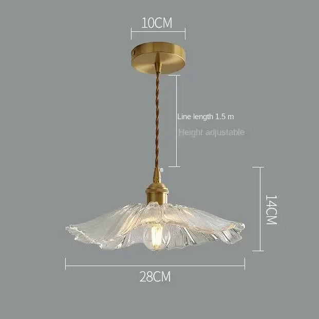 RoyaleGlow Glass Pendant Light, Brass Finish Adjustable Modern Hanging Lamp