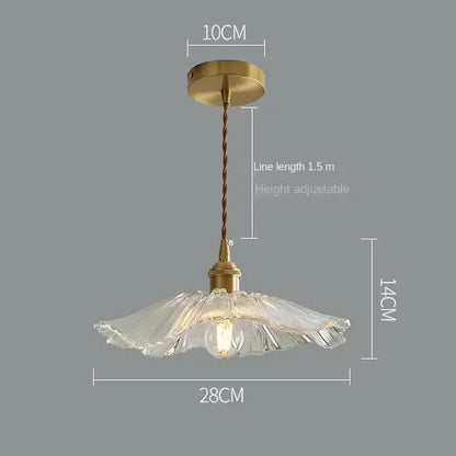 RoyaleGlow Glass Pendant Light, Brass Finish Adjustable Modern Hanging Lamp