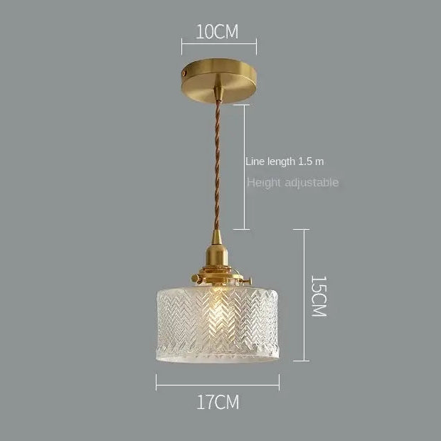RoyaleGlow Glass Pendant Light, Brass Finish Adjustable Modern Hanging Lamp