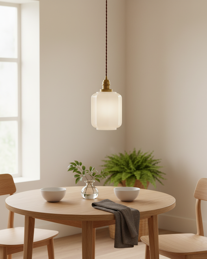Elegant Glass Pendant Light with Brass Finish for Kitchen Lighting 2