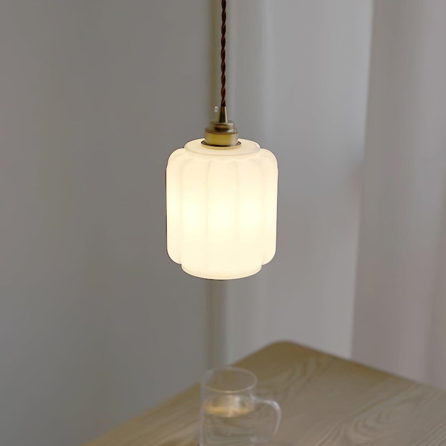 Elegant Glass Pendant Light with Brass Finish for Kitchen Lighting 3