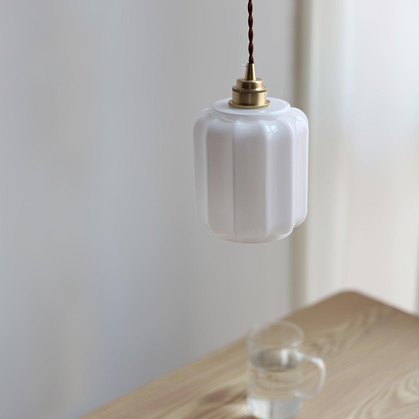 Elegant Glass Pendant Light with Brass Finish for Kitchen Lighting 7