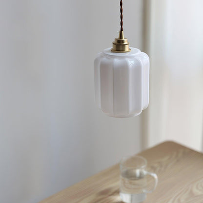 Elegant Glass Pendant Light with Brass Finish for Kitchen Lighting 7