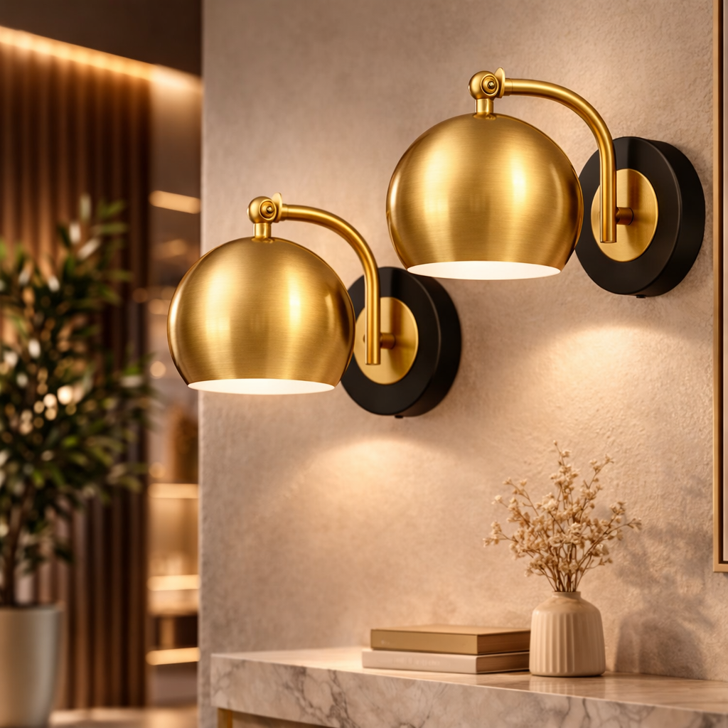 LuxRoyale Luxury Gold Finish Rechargeable Wall Light with Bulb