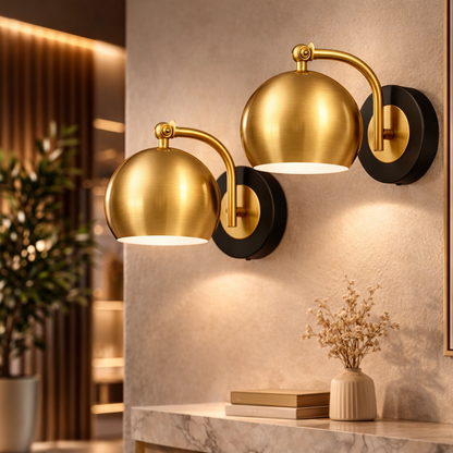 LuxRoyale Luxury Gold Finish Rechargeable Wall Light with Bulb