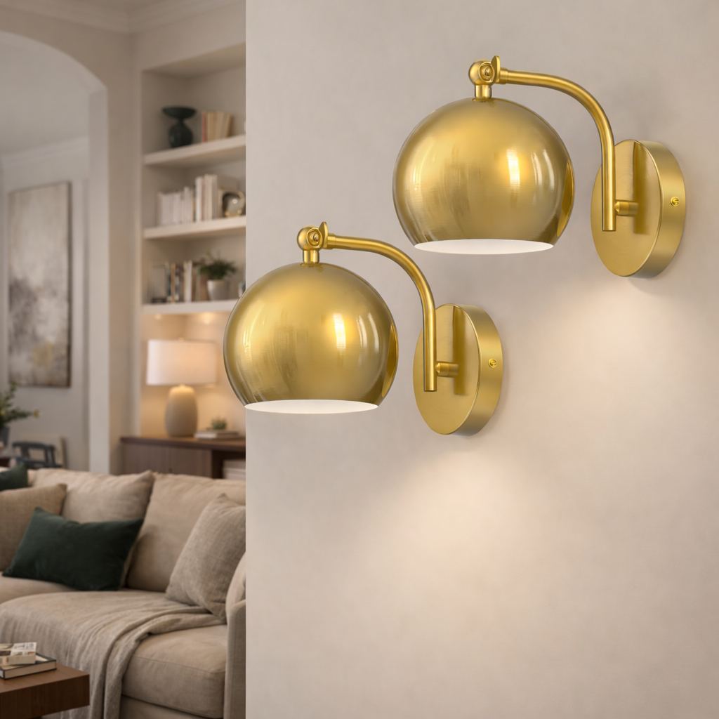 LuxRoyale Luxury Gold Finish Rechargeable Wall Light with Bulb