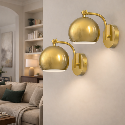 LuxRoyale Luxury Gold Finish Rechargeable Wall Light with Bulb