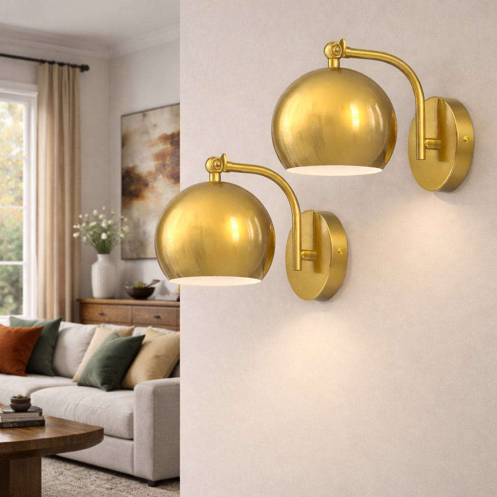 LuxRoyale Luxury Gold Finish Rechargeable Wall Light with Bulb