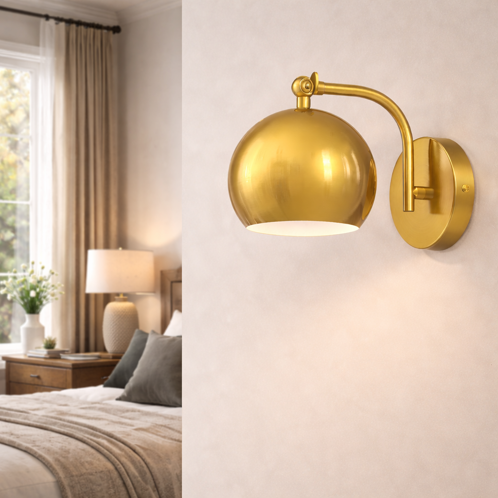 LuxRoyale Luxury Gold Finish Rechargeable Wall Light with Bulb