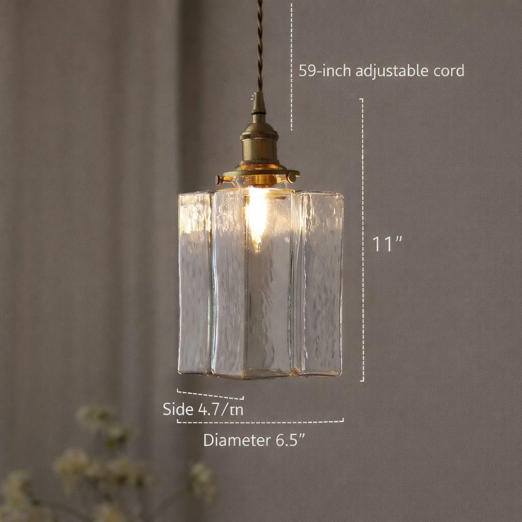 LuxRoyale Vintage Hand-Textured Glass Pendant Light With Antique Brass Hardware