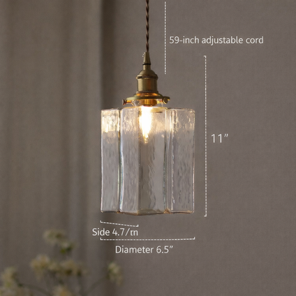 LuxRoyale Vintage Hand-Textured Glass Pendant Light With Antique Brass Hardware