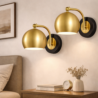 LuxRoyale Luxury Gold Finish Rechargeable Wall Light with Bulb