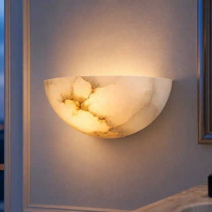 Elise Modern Alabaster Half-Moon Wall Sconce 0