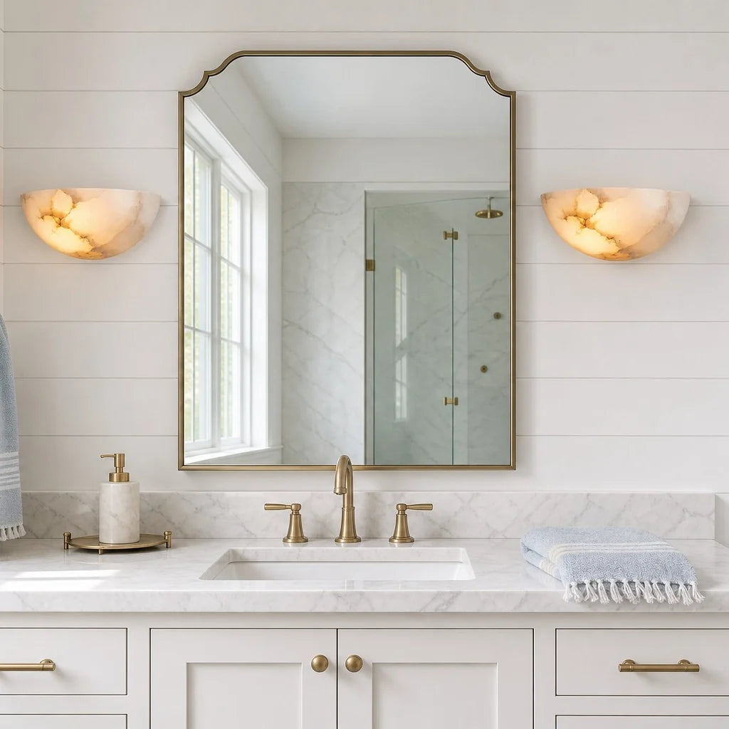 Elise Modern Alabaster Half-Moon Wall Sconce 2