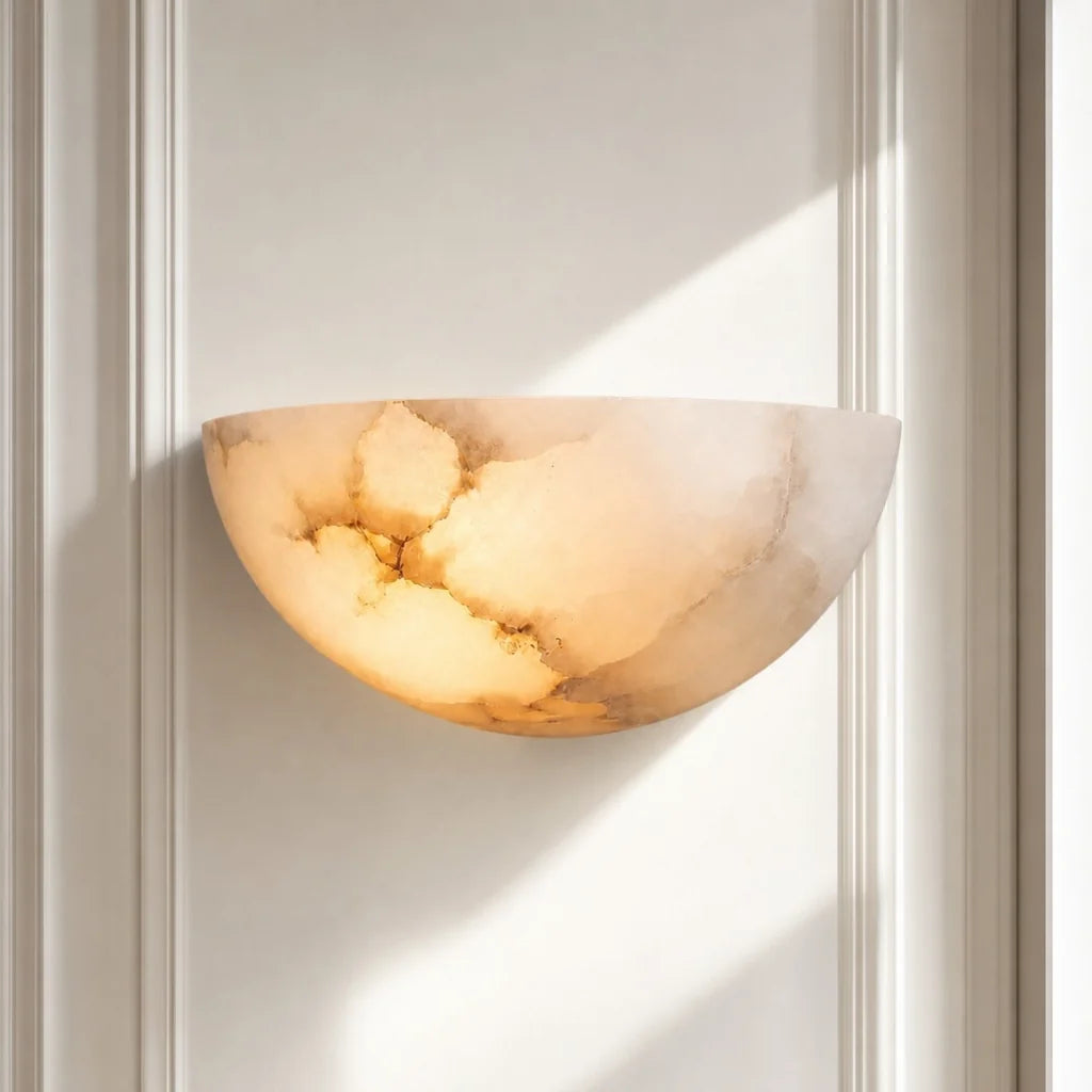 Elise Modern Alabaster Half-Moon Wall Sconce 3