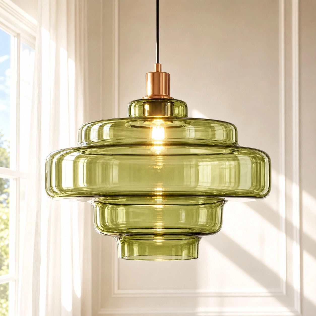 Elissa Modern Gloosy Tiered Glass Pendant Light 0