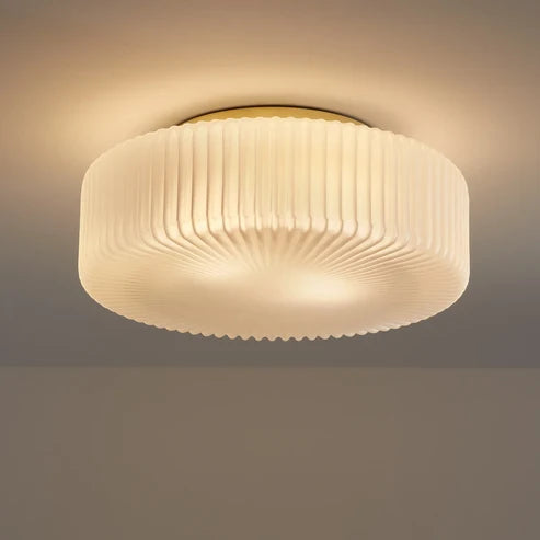 Royelux Modern Opaline Ribbed Glass Flush Mount Ceiling Light for Bedroom & Hallway