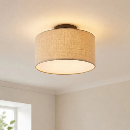 Elowen Linen Drum Flush Mount Ceiling Light 0