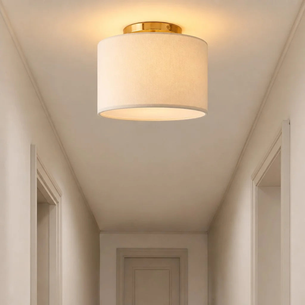 Elowen Linen Drum Flush Mount Ceiling Light 5