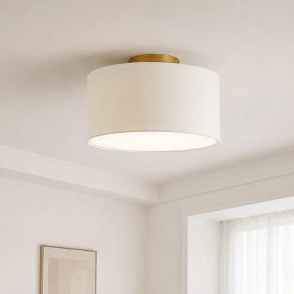 Elowen Linen Drum Flush Mount Ceiling Light 8