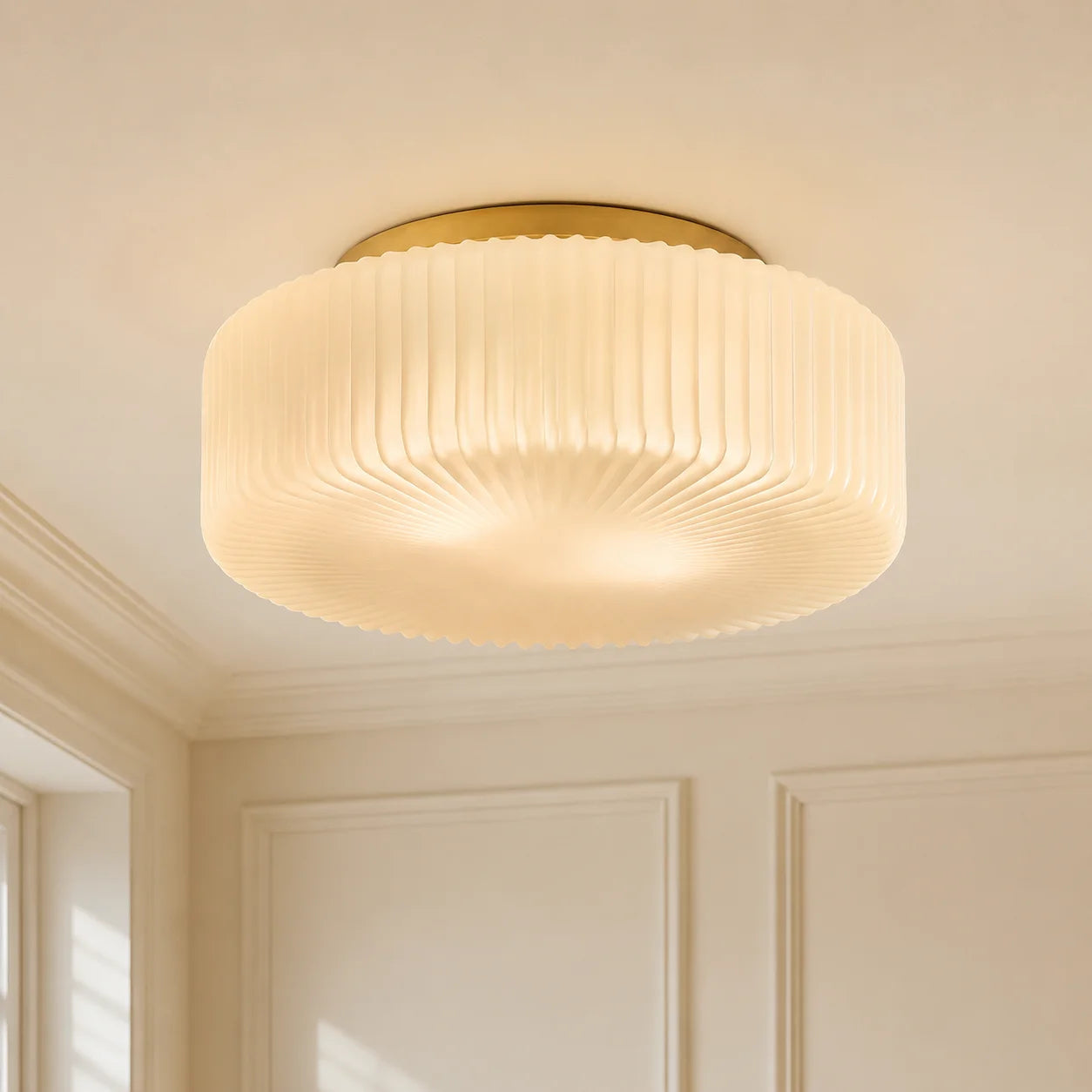 Elowen Modern Opaline Ribbed Glass Ceiling Lamp 1