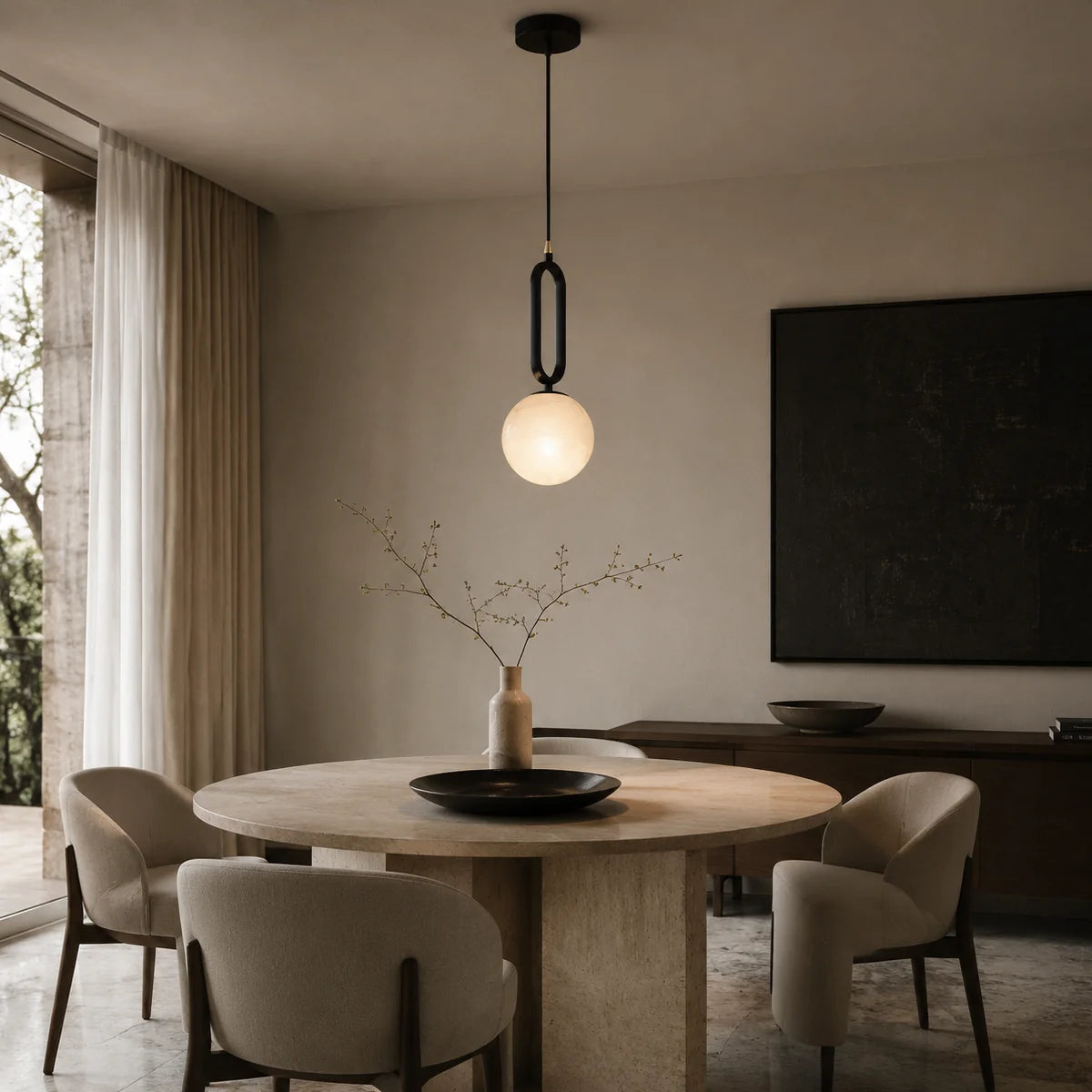 Elvarin Alabaster Globe Pendant Lamp 2