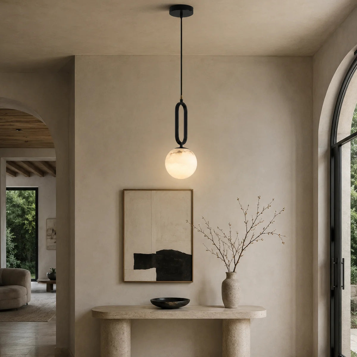 Elvarin Alabaster Globe Pendant Lamp 4