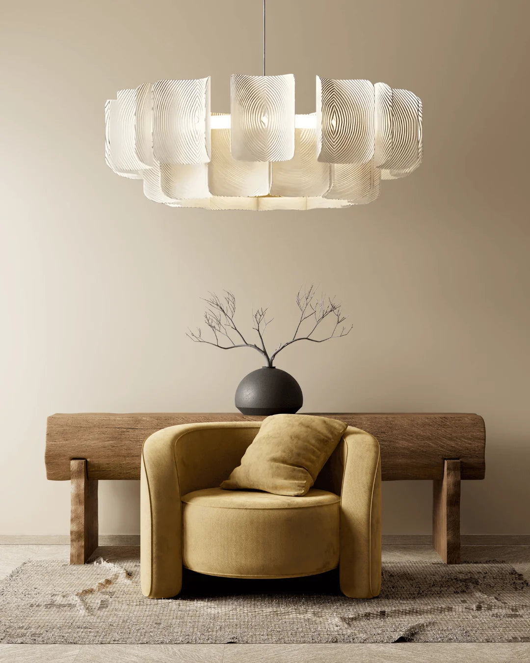 Royelux Modern Textured Glass Chandelier Pendant Light for Dining, Living room, Kitchen Island