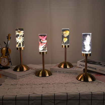 Royelux Floral Table Lamp With Real Flowers And Ambient Glow