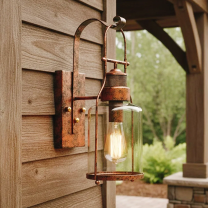 Evander Industrial Metal Glass Jar Wall Sconce 0