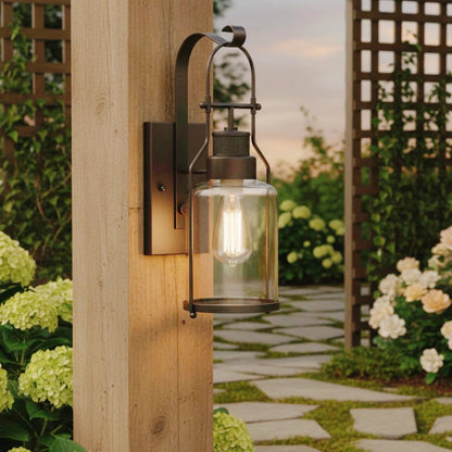 Evander Industrial Metal Glass Jar Wall Sconce 1
